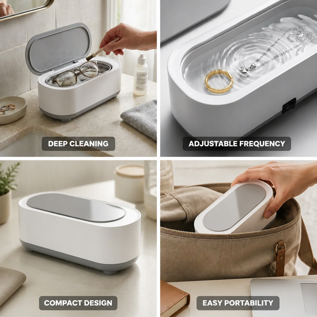 Ultrasonic Cleaner Compact Adjustable Frequency Jewelry & Watches