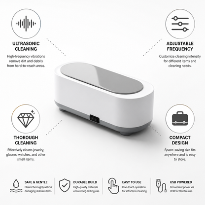 Ultrasonic Cleaner Compact Adjustable Frequency Jewelry & Watches