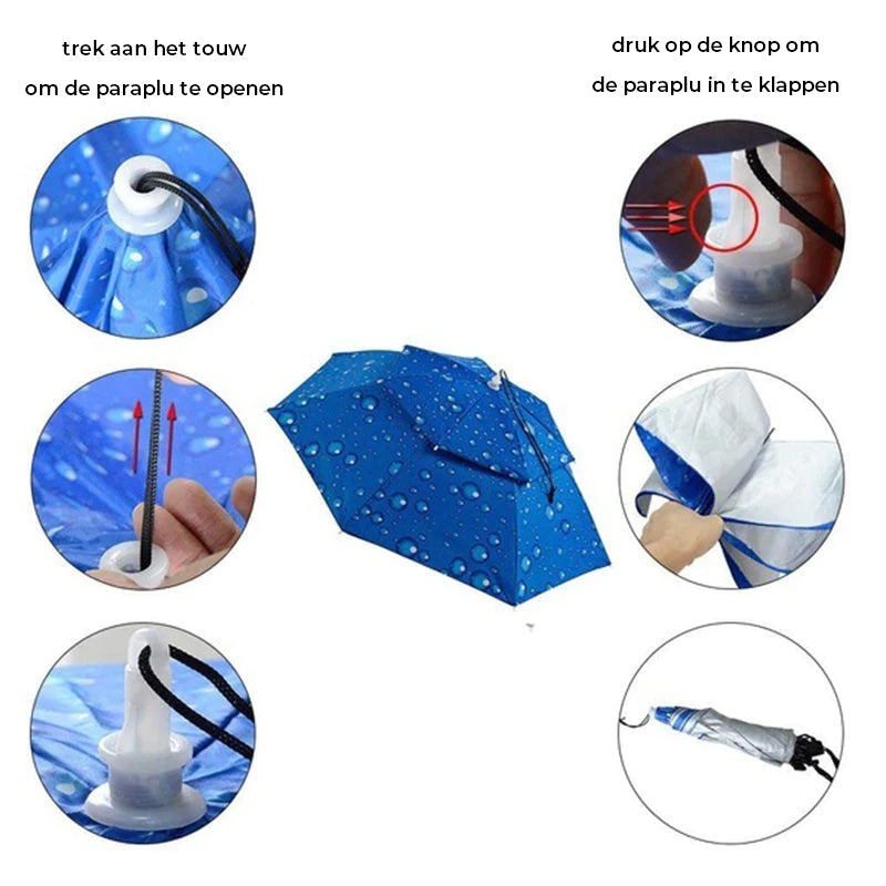 Umbrella Hat Hands-Free Reflective Adjustable Chin Strap
