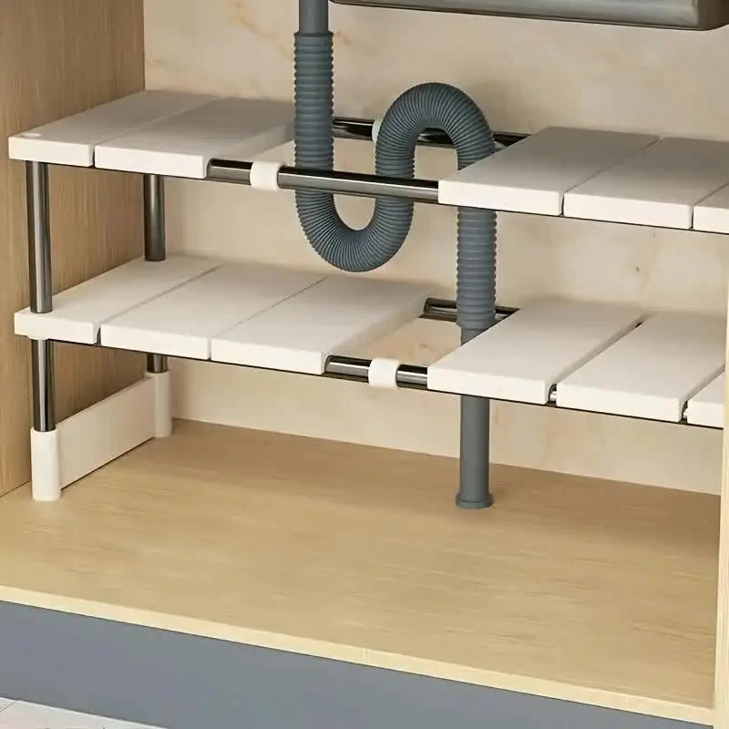 Under-Cabinet Shelf Adjustable Width Stainless Steel Frame