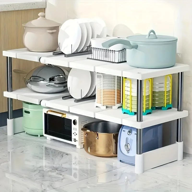 Under-Cabinet Shelf Adjustable Width Stainless Steel Frame