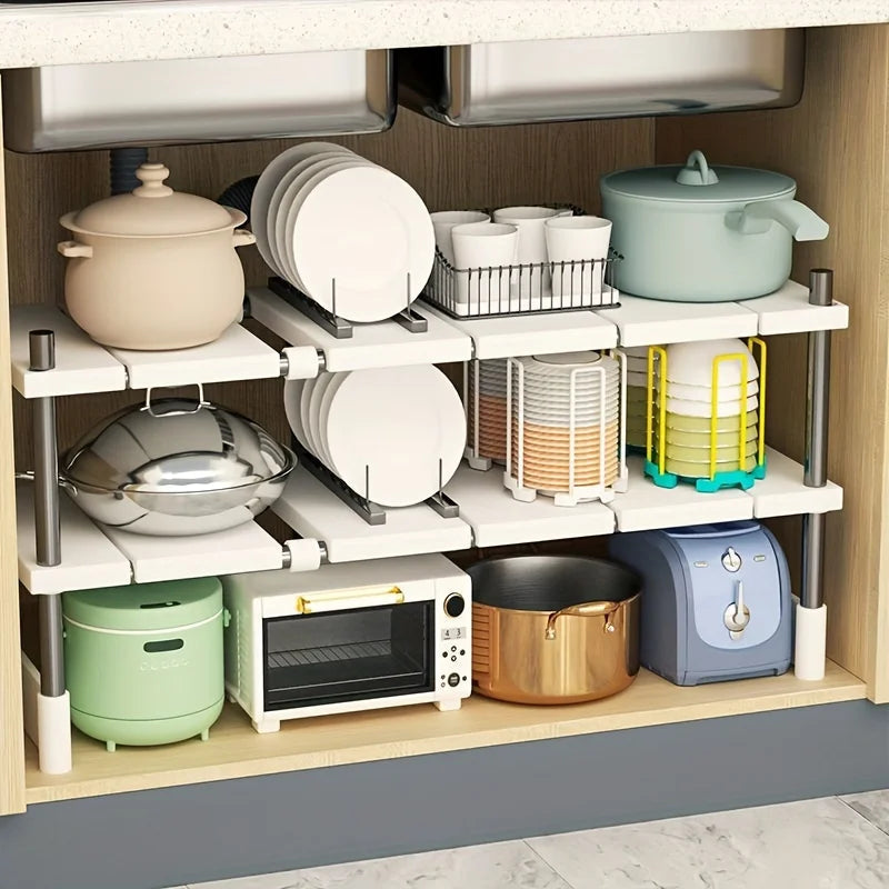 Under-Cabinet Shelf Adjustable Width Stainless Steel Frame