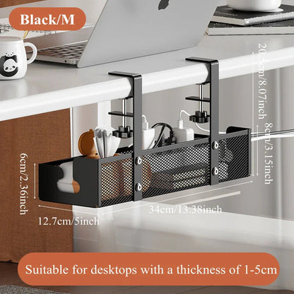 Under-Desk Cable Basket Clamp Mount Steel Ventilated
