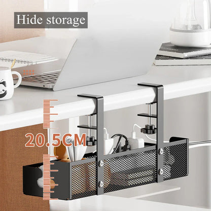 Under-Desk Cable Basket Clamp Mount Steel Ventilated