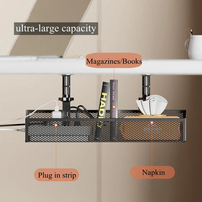 Under-Desk Cable Basket Clamp Mount Steel Ventilated