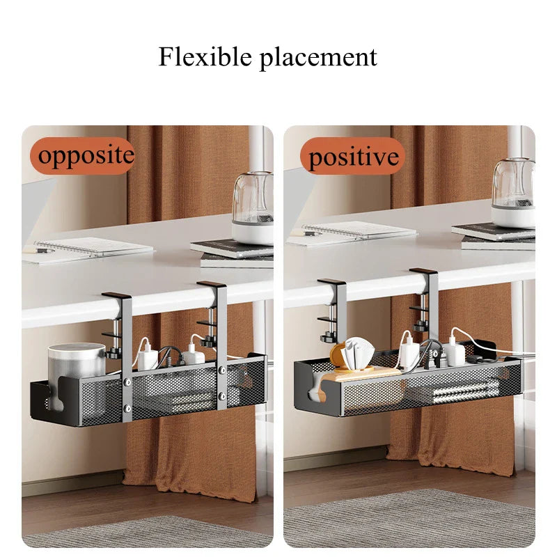 Under-Desk Cable Basket Clamp Mount Steel Ventilated
