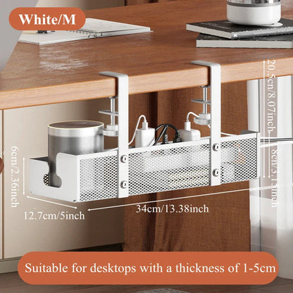 Under-Desk Cable Basket Clamp Mount Steel Ventilated