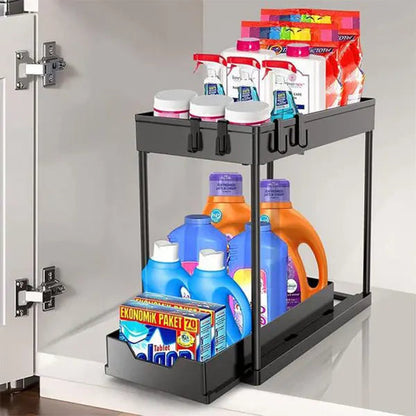 Under-Sink Organizer Two-Tier Pull-Out Moisture-Resistant Shelves