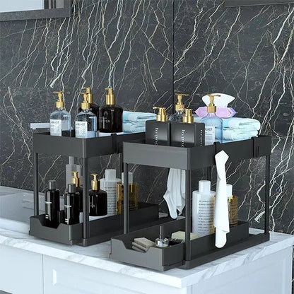Under-Sink Organizer Two-Tier Pull-Out Moisture-Resistant Shelves