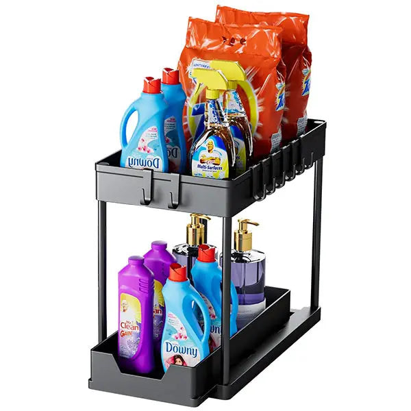 Under-Sink Organizer Two-Tier Pull-Out Moisture-Resistant Shelves