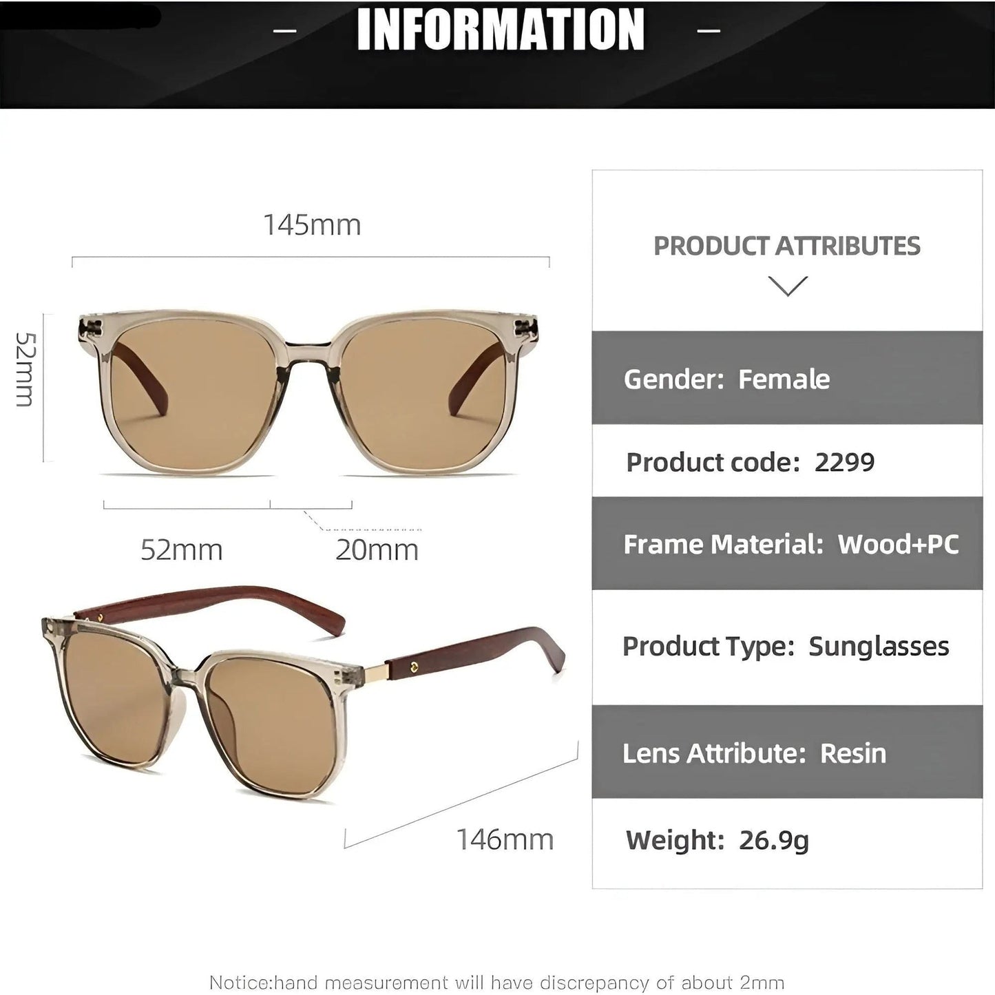 Unisex Sunglasses Square Retro Frame UV400 Adjustable Fit