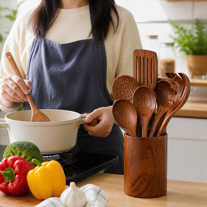 Utensil Set Teak Wood Durable Set of 2