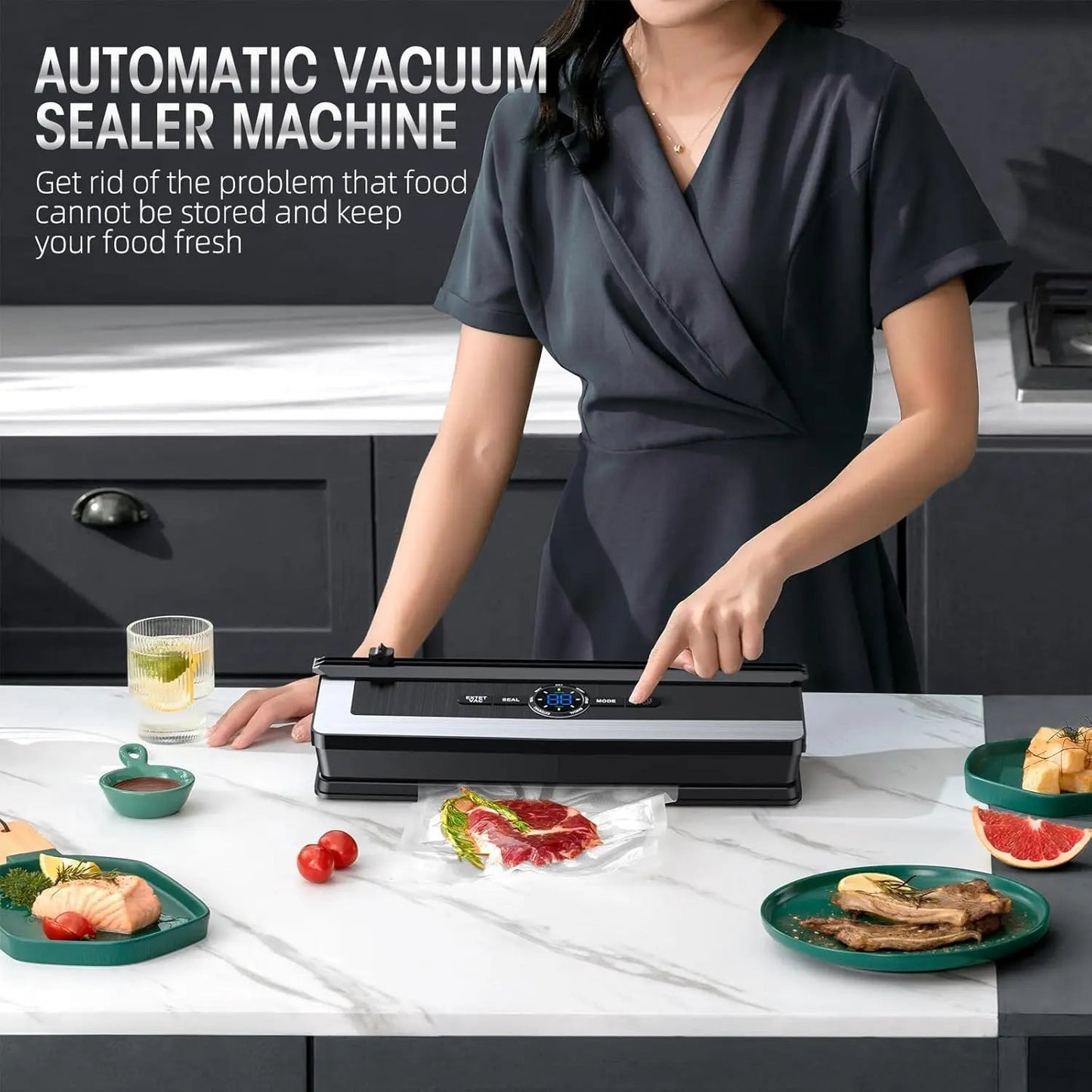 Vacuum Sealer One-Touch Airtight Seal & Bag Cutter