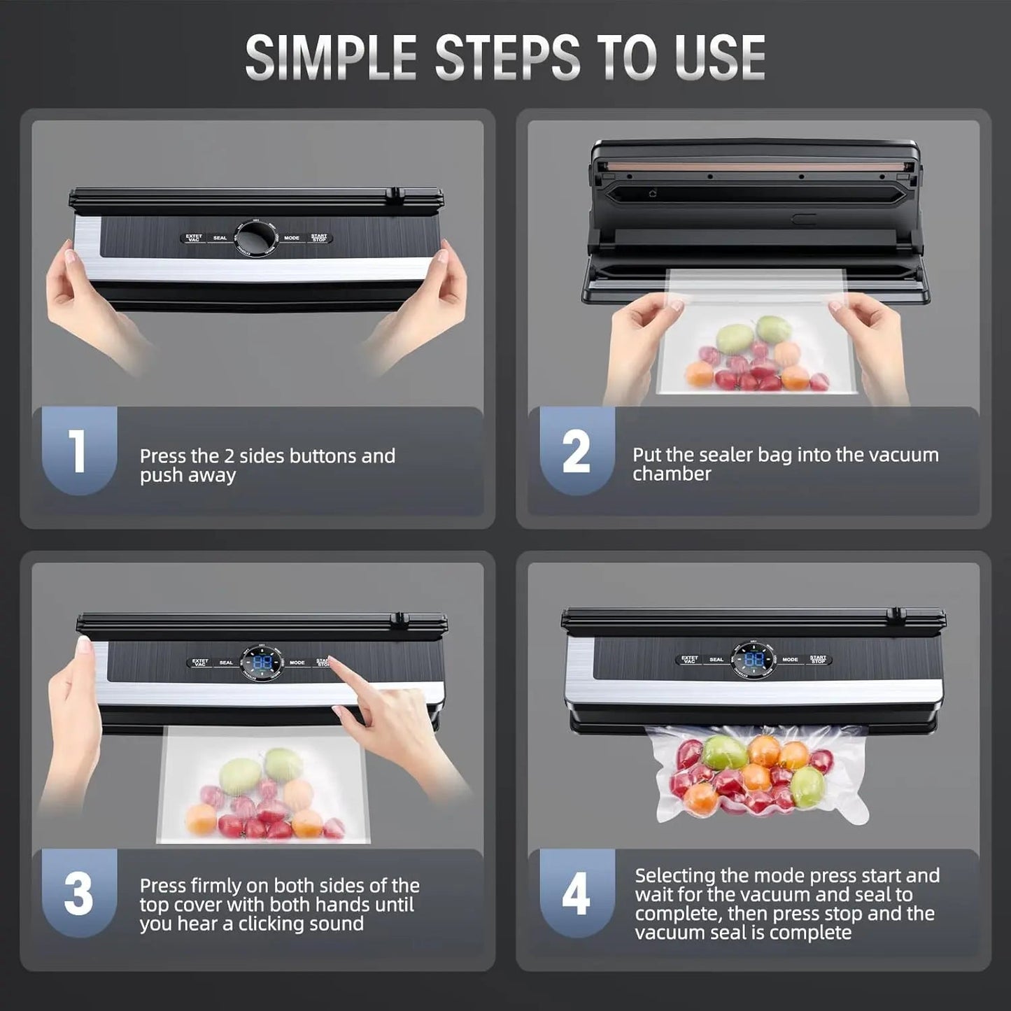 Vacuum Sealer One-Touch Airtight Seal & Bag Cutter