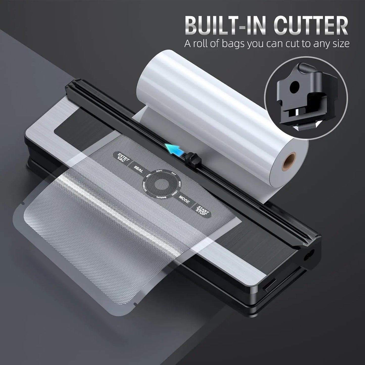 Vacuum Sealer One-Touch Airtight Seal & Bag Cutter