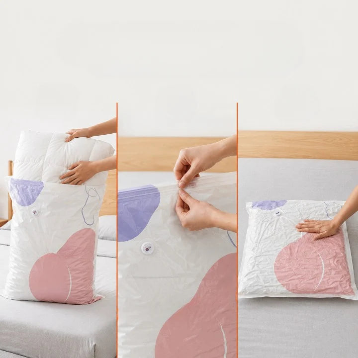 Vacuum Storage Bags Pump-Free 3D Cube Water-Resistant