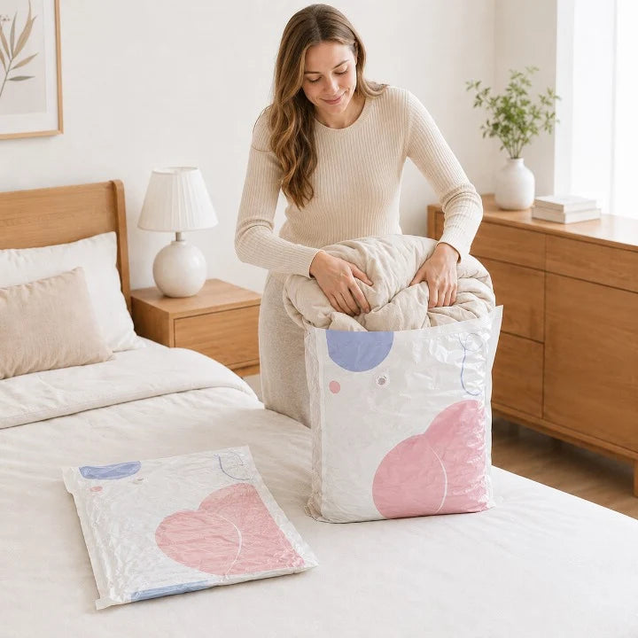 Vacuum Storage Bags Pump-Free 3D Cube Water-Resistant