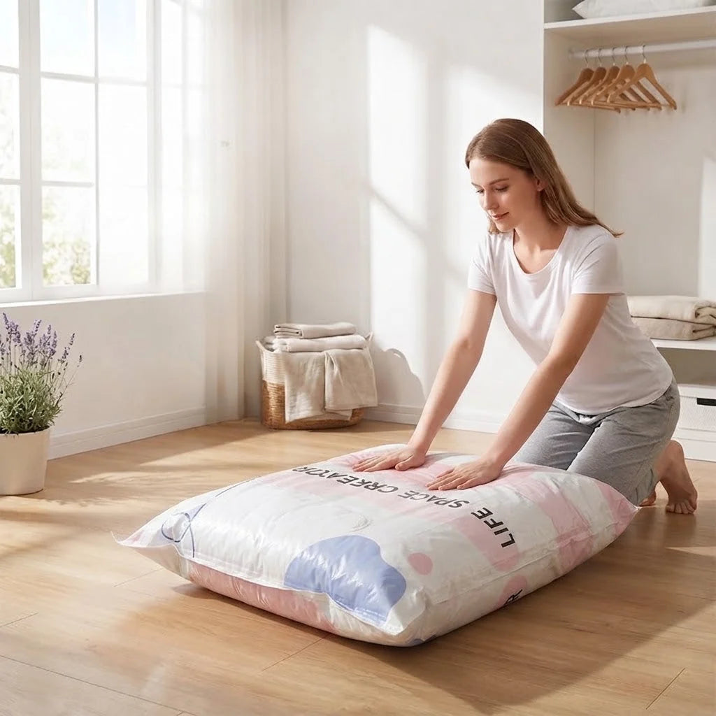 Vacuum Storage Bags Pump-Free Compression 80% Space Saving