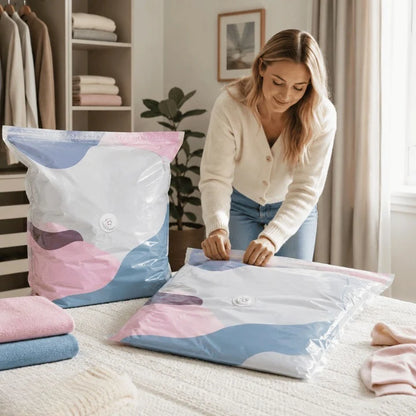 Vacuum Storage Bags Pump-Free Compression 80% Space Saving