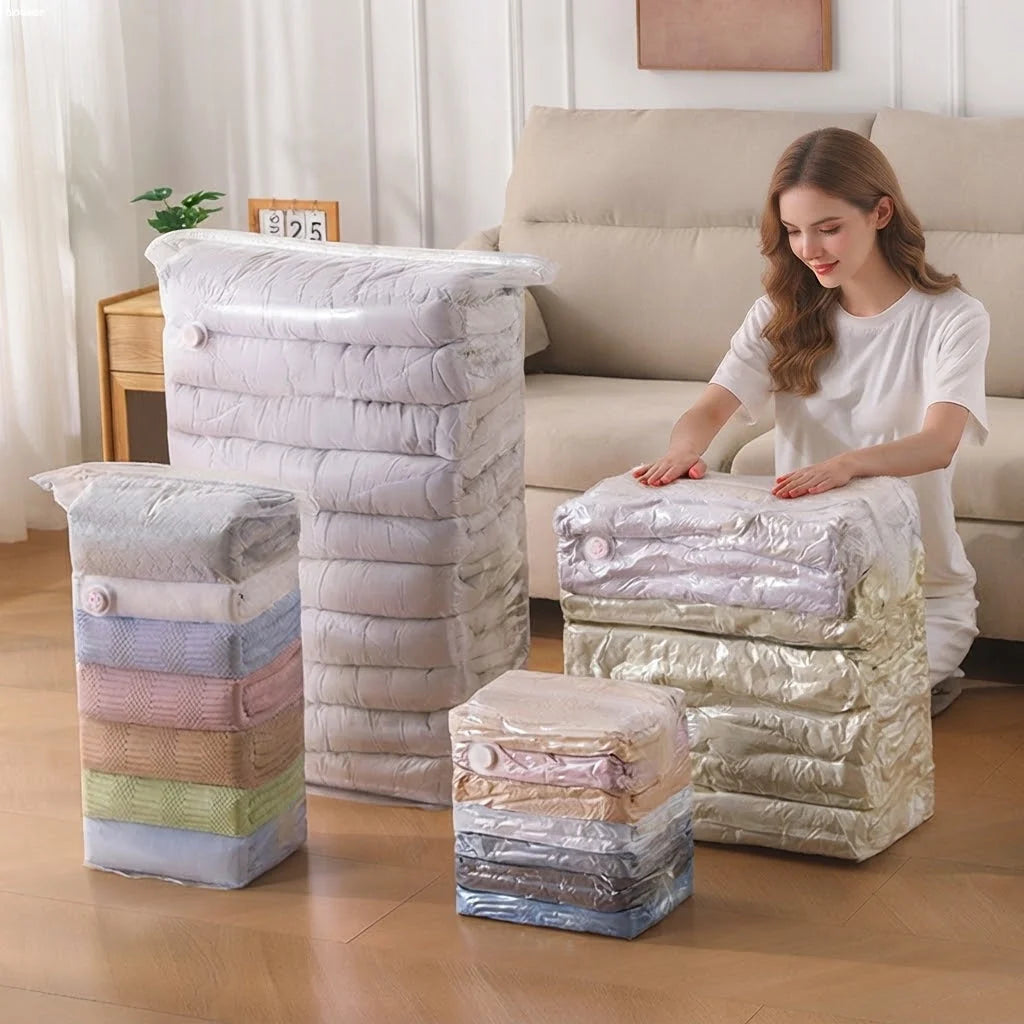 Vacuum Storage Bags Pump-Free Compression 80% Space Saving