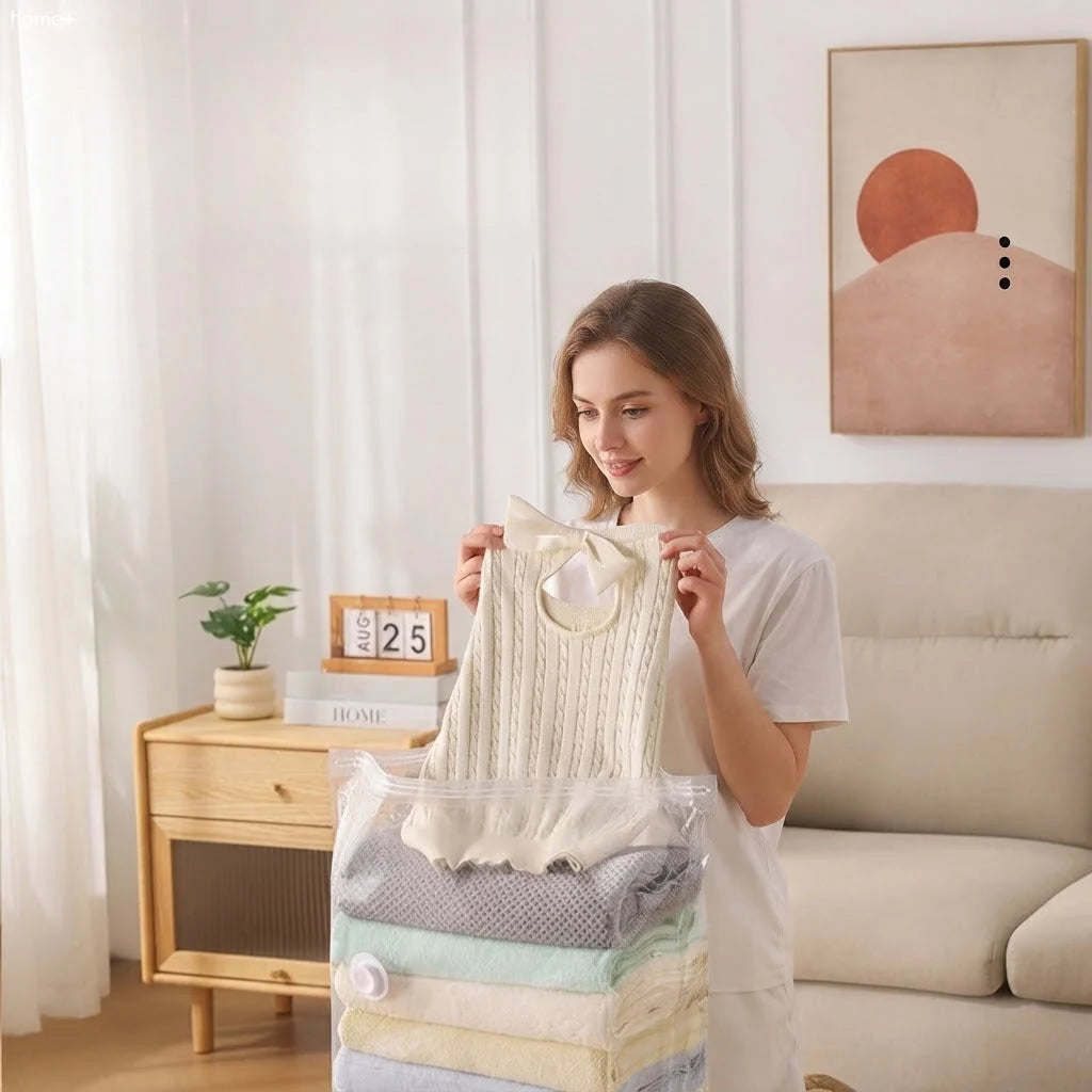 Vacuum Storage Bags Pump-Free Compression 80% Space Saving