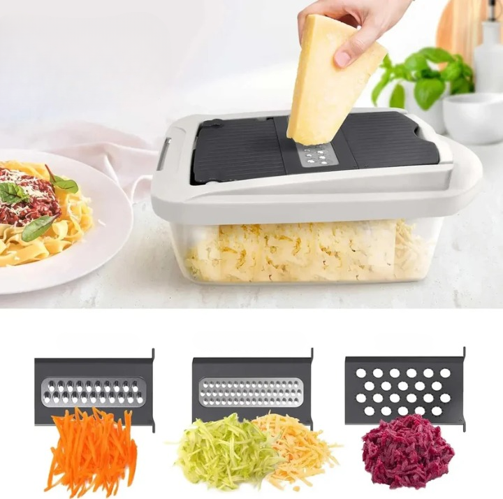 Vegetable Slicer 8 Interchangeable Stainless Steel Blades Collection Box