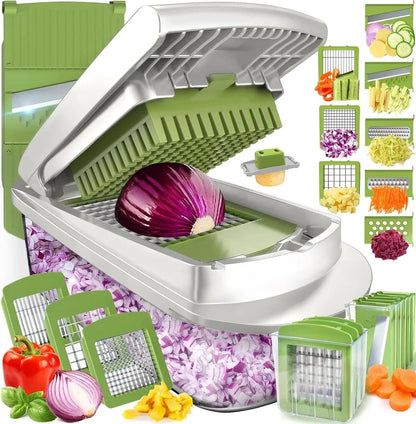 Vegetable Slicer 8 Interchangeable Stainless Steel Blades Collection Box