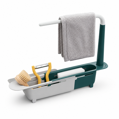 Ventilated Extendable Sink Rack With Towel Holder