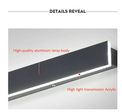 Vertical LED Wall Light Waterproof Aluminum & Tempered Glass