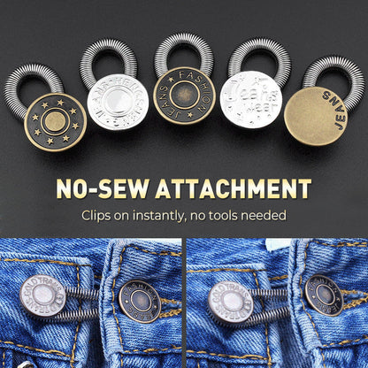 Waistband Extender Spring-Loaded Tool-Free Zinc Alloy