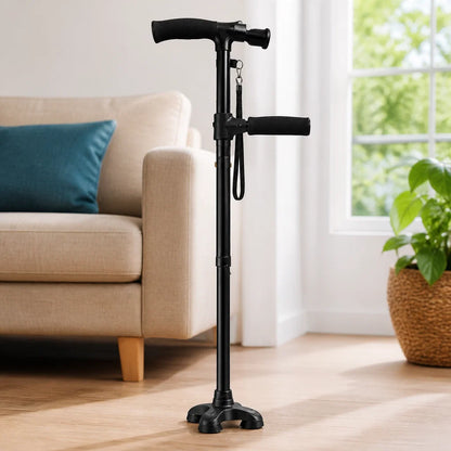 Walking Stick Foldable LED Light Double Swivel Handle