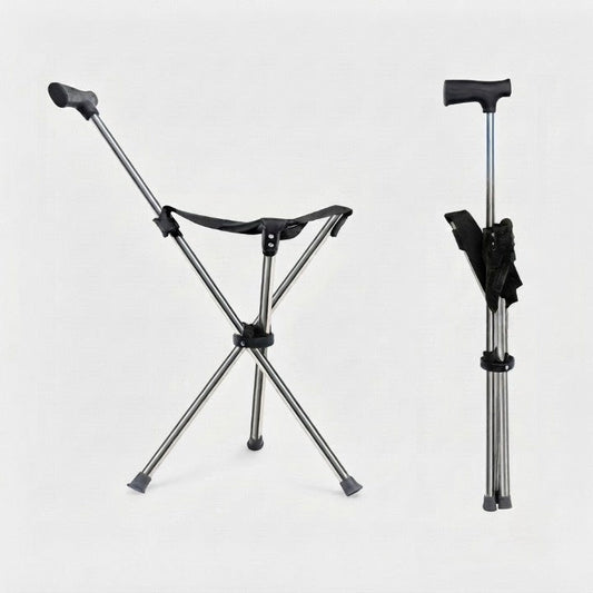 Walking Stick Stainless Steel Foldable Tripod Seat 331 lb