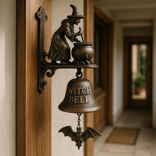 Wall Bell Cast Iron Weatherproof Witch Figurine