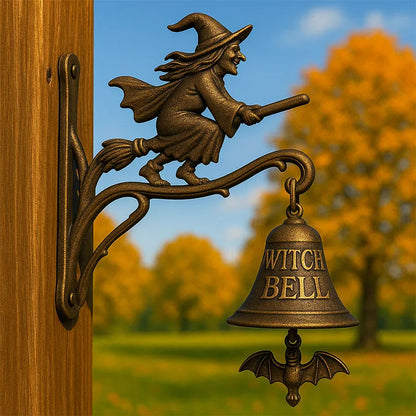Wall Bell Cast Iron Weatherproof Witch Figurine