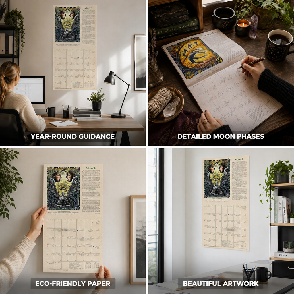 Wall Calendar Illustrated Moon Phases & Astrology 2026