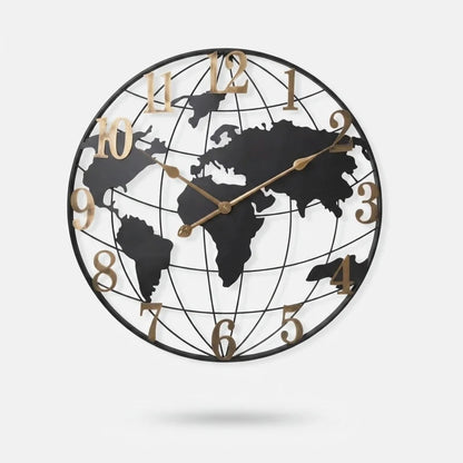 Wall Clock 23.6 Inch World Map Quiet Quartz