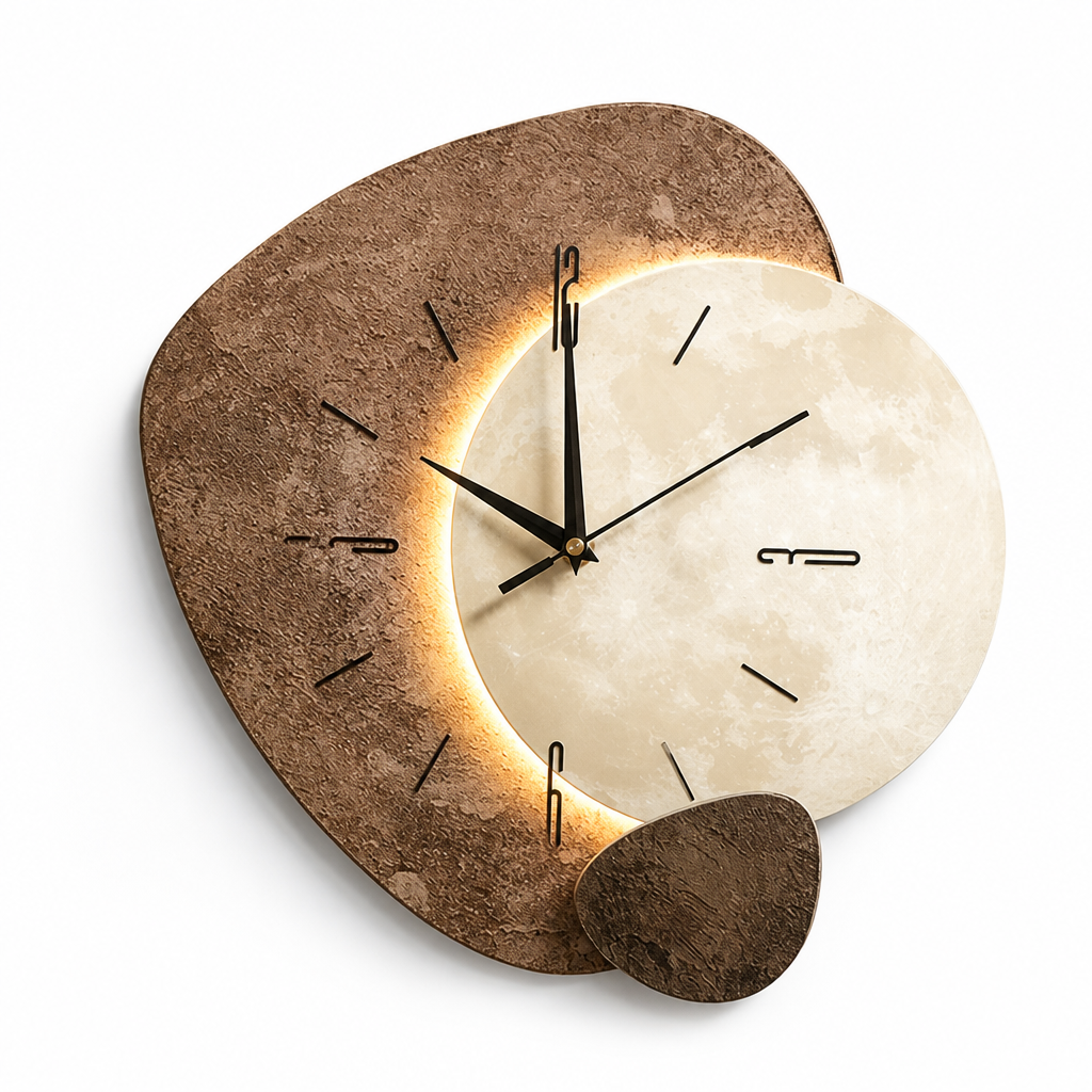 Wall Clock Irregular Natural Wood Silent Movement