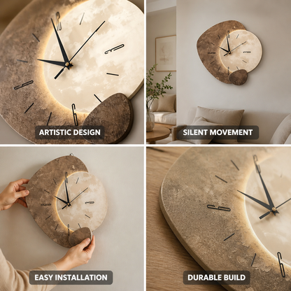 Wall Clock Irregular Natural Wood Silent Movement