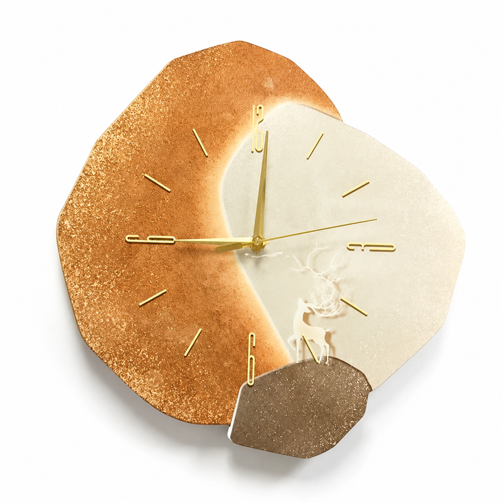 Wall Clock Irregular Natural Wood Silent Movement