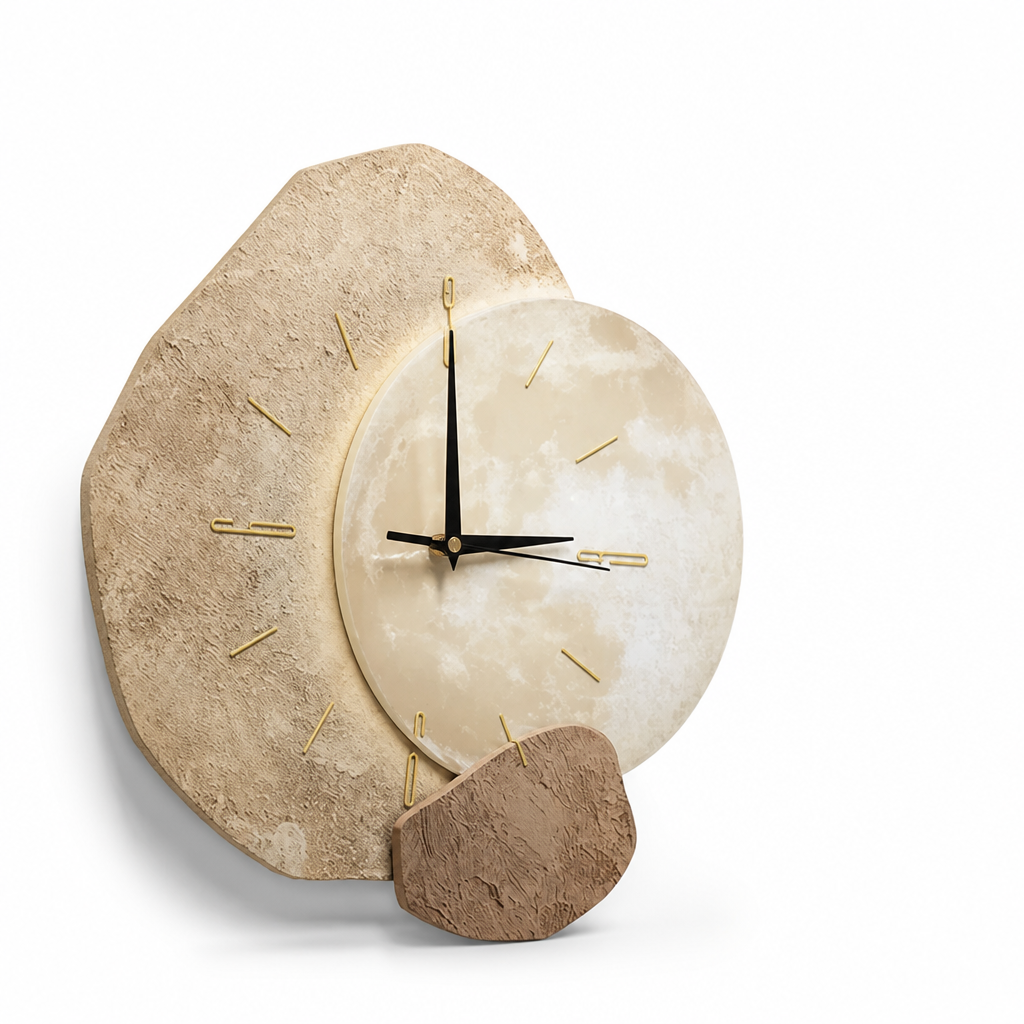Wall Clock Irregular Natural Wood Silent Movement