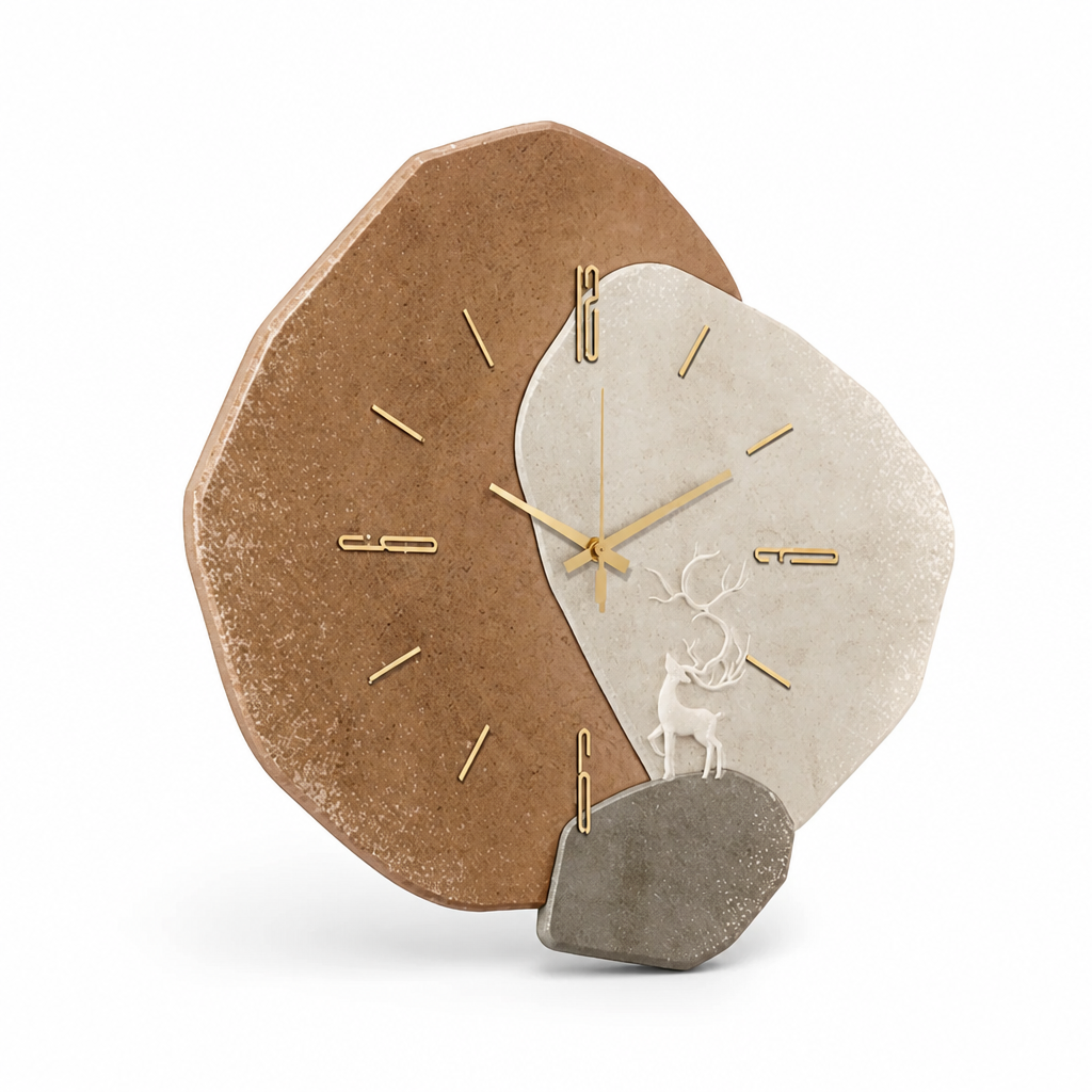Wall Clock Irregular Natural Wood Silent Movement