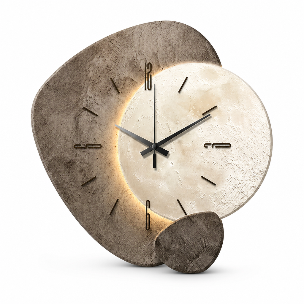 Wall Clock Moon Dial & Warm Backlight