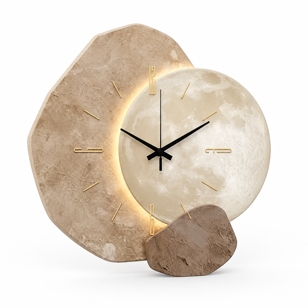Wall Clock Moon Dial & Warm Backlight