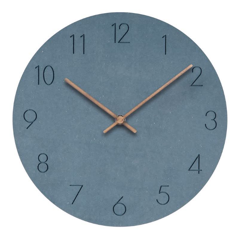 Wall Clock Silent Movement MDF Face Walnut Hands