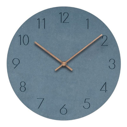 Wall Clock Silent Movement MDF Face Walnut Hands