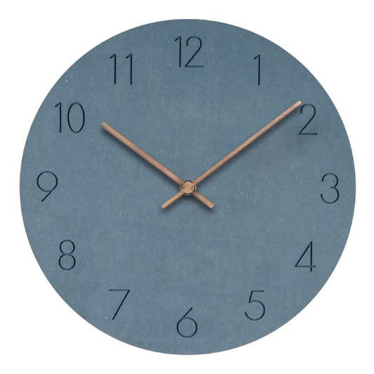 Wall Clock Silent Movement MDF Face Walnut Hands