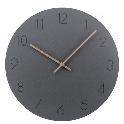 Wall Clock Silent Movement MDF Face Walnut Hands