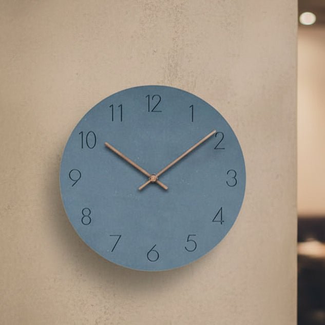 Wall Clock Silent Movement MDF Face Walnut Hands