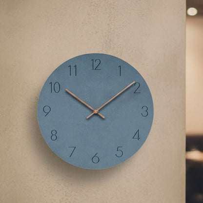 Wall Clock Silent Movement MDF Face Walnut Hands