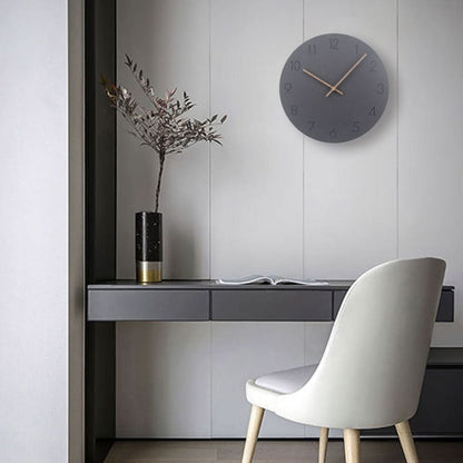 Wall Clock Silent Movement MDF Face Walnut Hands